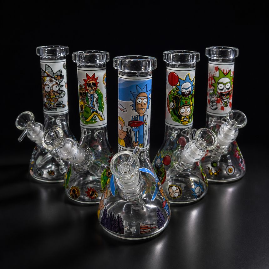 Vintage Print Glass Bongs
